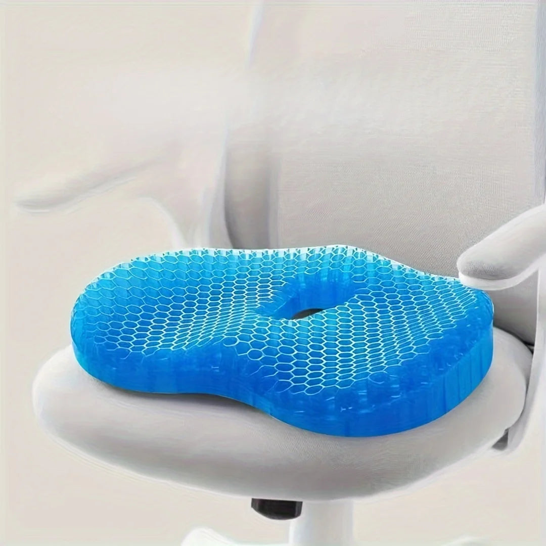 U-Shaped Gel Seat Cushion for Long Sitting, Ergonomic Chair Cushion, Blue