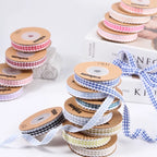 Kewgarden 10mm 25mm 38mm 1" 1.5" Plaid Ribbon DIY Hair Bows Accessories Clothing Sewing Materials Handmade Tape Crafts 10 Yards