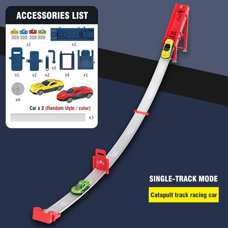 Stunt Speed Double Car Wheels Model Toys For Kids Racing Track Diy Assembled Rail Kits Educational Interactive Boy Children Toy