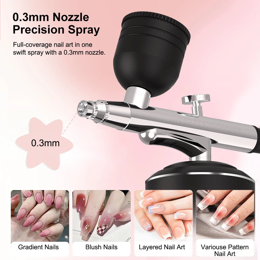 Airbrush with Compressor Handheld Spray Gun for Painting Crafts Mini Spray Gun USB Rechargeable Airbrush Portable Sprayer Gun
