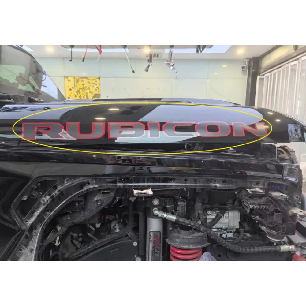 2PCS Rubicon Hood Decal Sticker Letters Graphic Badge Emblem For Jeep Wrangler JK JL JT 2007+