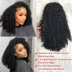 Deep Curly Half Wig Human Hair Glueless Wig Human Hair Ready to Wear 3 IN 1 Half Wig Drawstring Jerry Curly Glueless Half Wig