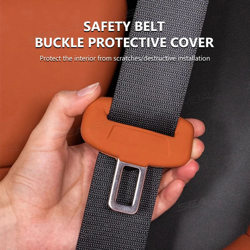 SEAMETAL Car Seat Belt Buckle Protector Cover 2Pcs Soft Silicone Anti-Collision Case Universal Seat Belt Buckle Protection Cover