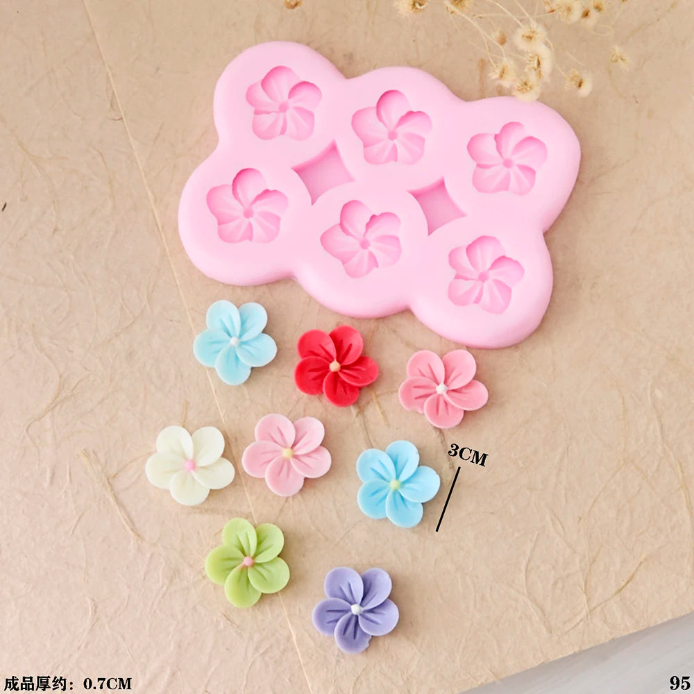 3d Flowers Cherry Blossoms Silicone Molds Daisies Five-petal Flowers Fondant Candy Chocolate Mould Cake Decor Baking Accessories