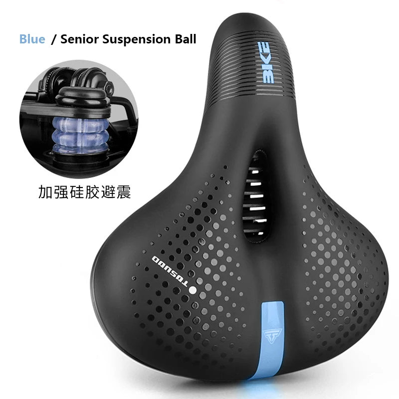 Reflective Shock Absorbing Hollow Bike Saddle MTB Bicycle Seat Breathable Rainproof Cycling Road Mountain Cycling Accessory 0402