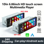 1Din Wireless CarPlay Android AUTO HD touch screen Universal 6.86'' Car Radio FM Stereo MP5 multimedia player BT TF port Camera