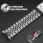 For Seiko Watch Band 22mm 20mm 18mm Strap for Jubilee Replacement Bracelet Curved End Stainless Steel Watchband Accessories