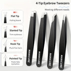 6pcs Professional Stainless Steel Precision Tweezers & Scissors Suitable for Eyebrow Trimming Facial Hair Removal Tool Gifts