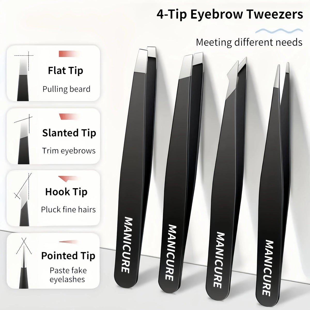 6pcs Professional Stainless Steel Precision Tweezers & Scissors Suitable for Eyebrow Trimming Facial Hair Removal Tool Gifts