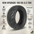 105/65-6.5 Tubeless Scooter Tire 11in Wide Thick Street Tire for Kukirin G4, Zero 11X