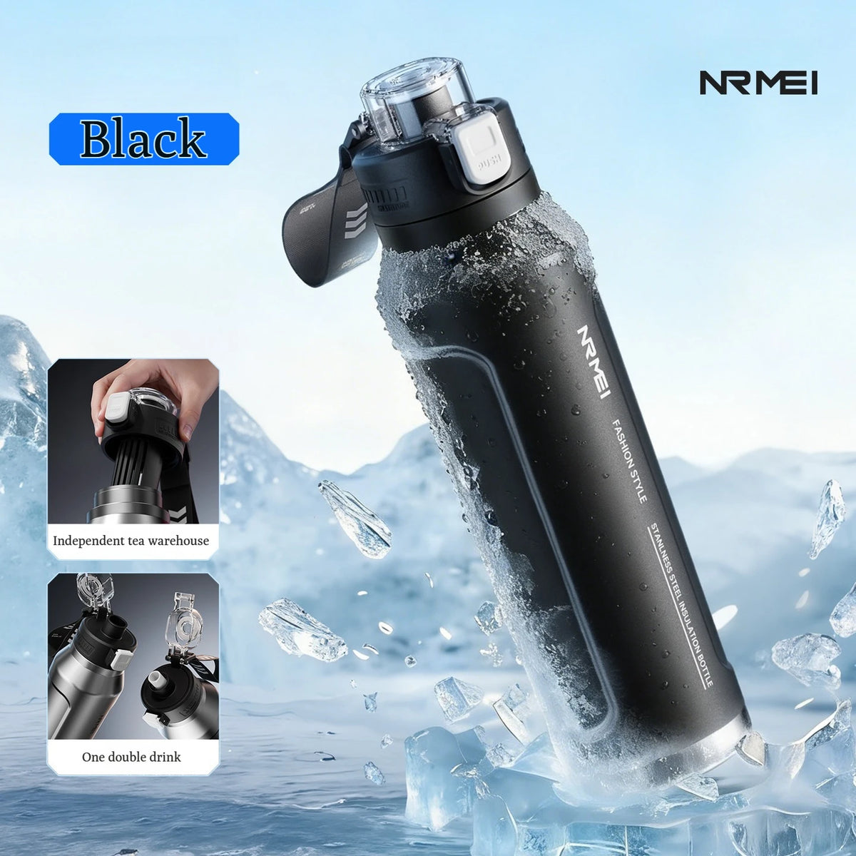 Stainless Steel Sports Water Bottle Thermal Tumble Jumping Large Capacity Cup Fitness Riding Vacuum Flask for Outdoor Activities
