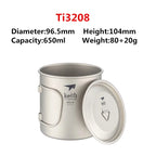 Keith Titanium Cup Titanium Water Mugs Folding Handle Single Wall Cup Outdoor Camping Travel Hiking Cups With Lid 220ml-900ml
