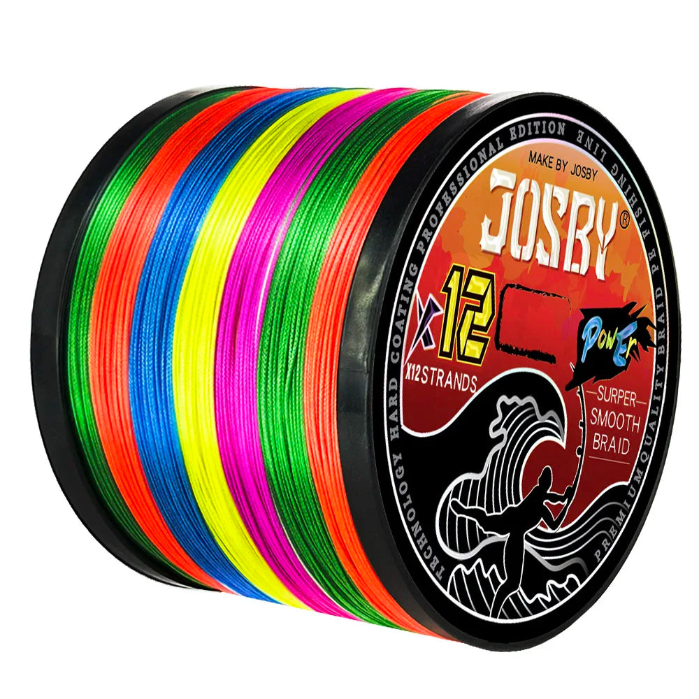JOSBY Fishing Lines 12 Strands Braided PE 300m 500m 1000m Japan Multifilament  Carp Fly Fishing Wire Strong 12X Weave Pesca
