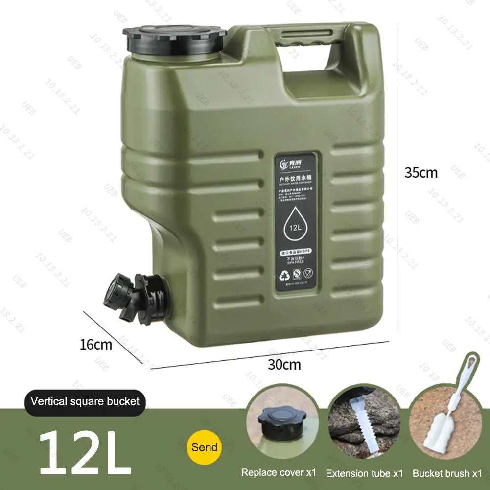 3.2 Gallon/12L Camping Water Container Portable BPA Free Water Bucket Food-Grade PE for Outdoor Camping/Hiking Emergency Storage