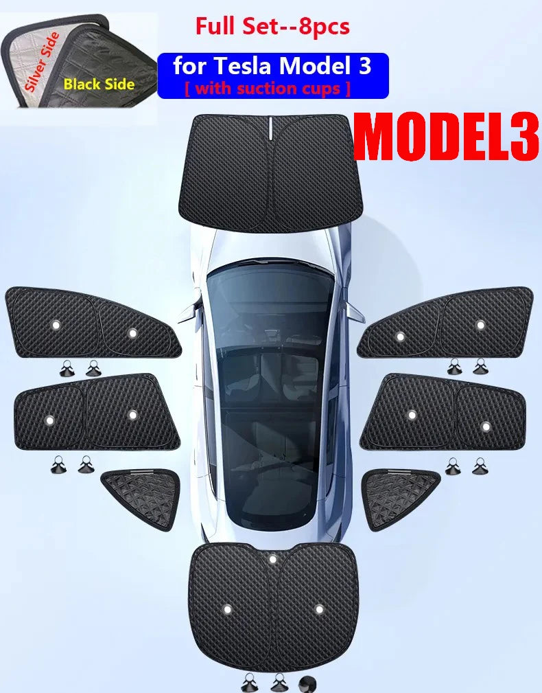 for Tesla Model 3 Y S X 2025-2020 26 Privacy Sunshade Side Window Sun Shades Front Rear Windshield Blind Shading Outdoor Camping