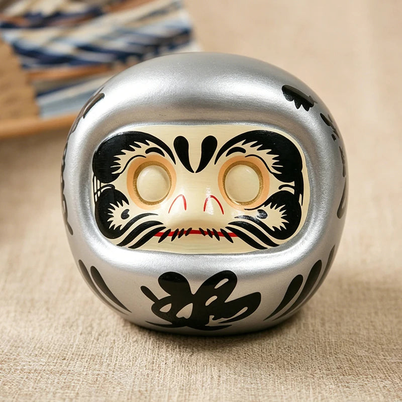 Japanese Ceramic Daruma Statue, Lucky Charm, Zen Ornament, Fengshui Figurine, Money Box, Home Tabletop Decoration, Gifts, 4"