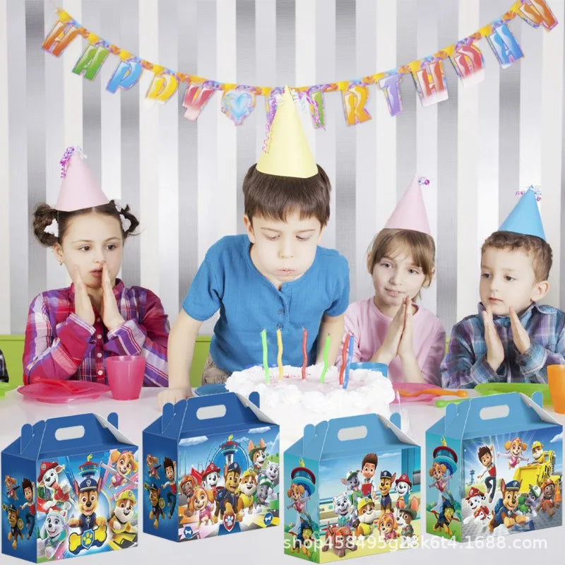 12PCS Paw Patrol Candy Box Happy Birthday Party Decoration Cute Creative Anime Kids Gifts Packaging Box Baby Shower Supplies Bag