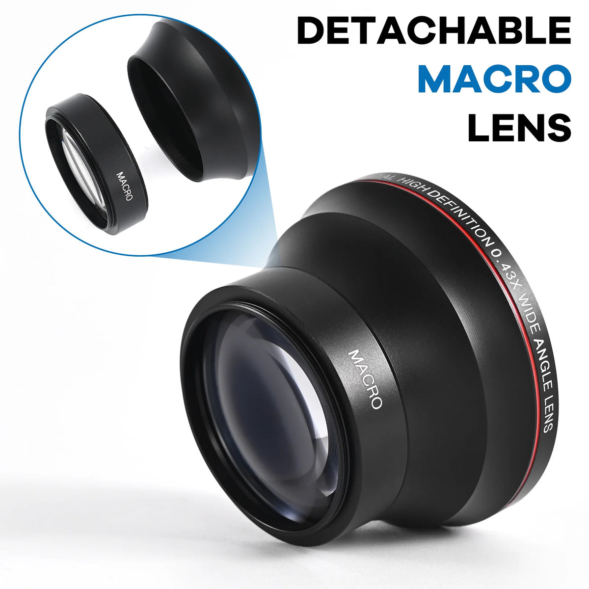 Lightdow Super Wide Angle Lens 0.43× Wide-angle Attachment Lens For 52 mm lens filter size Canon Nikon Sony Camera Lens