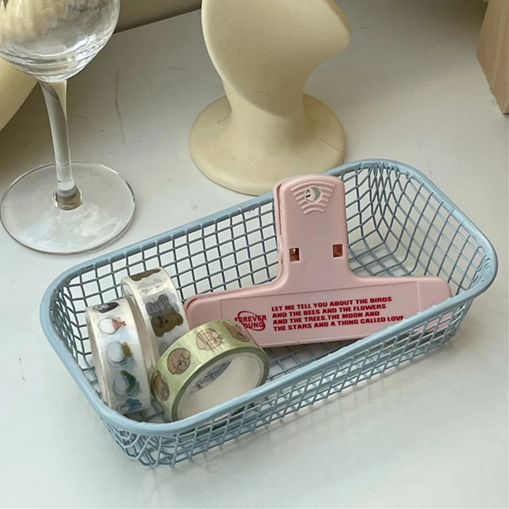 Desktop Storage Basket INS Metal Sundries Organizer Basket Photocard Case Office Stationery Home Supplies Make Up Sorting Holder