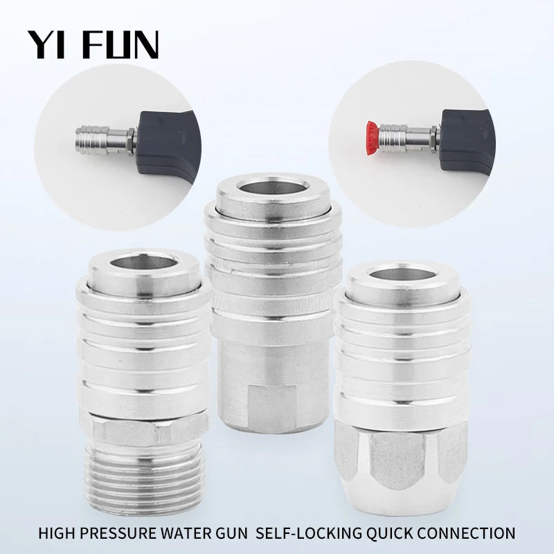 Car Wash Accessories High Pressure Washer 1/4 Self-locking Quick Connection For Car Cleaning Water Gun Snow Foam Lance M14 M22
