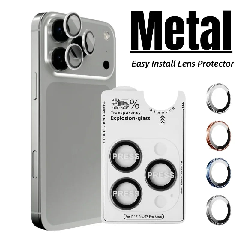 1-3Pcs Removeable AR+AF Camera Lens Ring Glass For IPhone 17 16 Pro Max 17air Metal Lens Protector For 17pro Lens Cover Cap