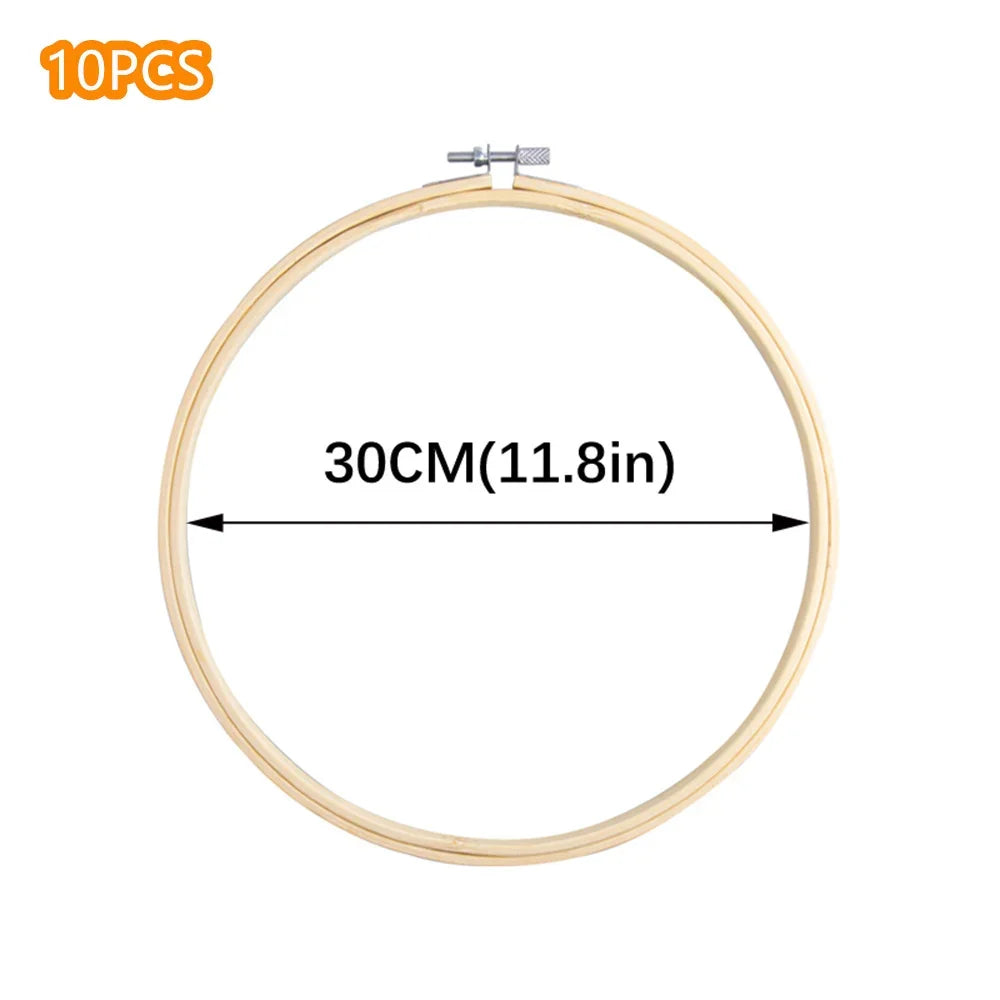 10pcs/Set 10-40cm Wooden Embroidery Hoops Frame Set Bamboo Embroidery Hoop Rings For DIY Cross Stitch Needle Craft Tool