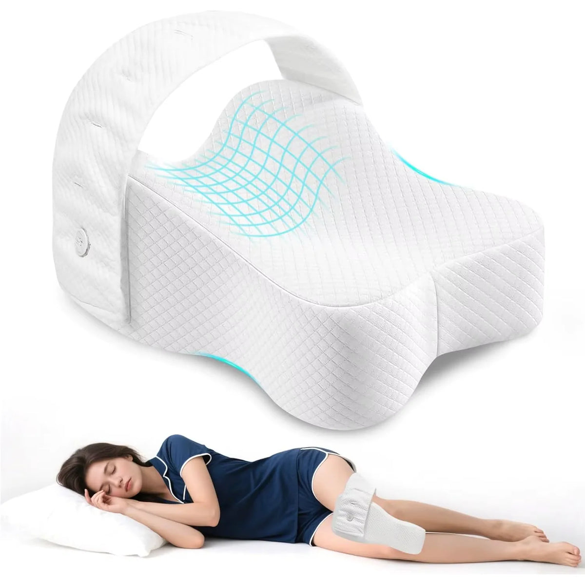 Knee Pillow, Memory Foam Leg Pillow for Side Sleeping, Between Legs Pillow for Relief Sciatica Hip Lower Back Pain,