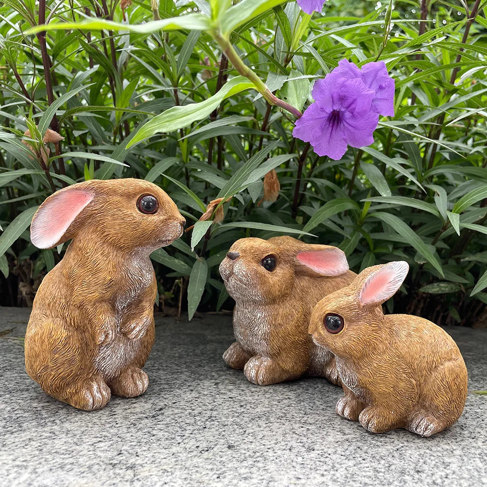 Bunny Decor Yard Decorations Outdoor Set of 3, Bunny Decorations for Home Garden Outdoor Statues, Easter Bunny Table Funny Garde