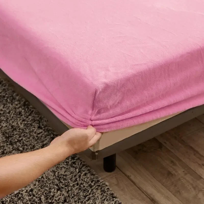 Warm and Thick Elastic Fitted Sheets Adjustable Flannel Winter Mattress Cover Velvet Bed Linens, 150/180/200 Multi Sizes