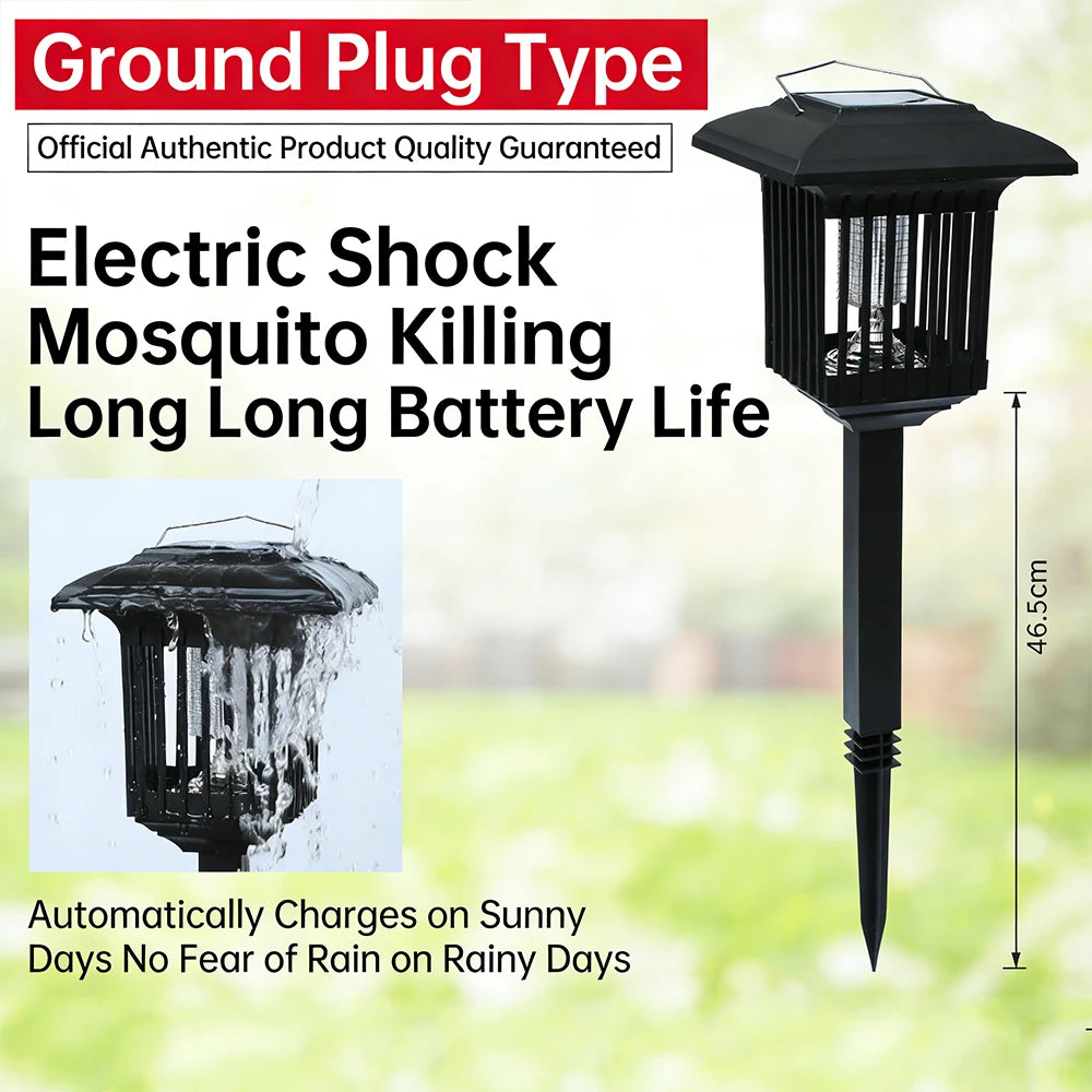 1 Pcs Solar Bug Zapper Outdoor Indoor Waterproof Mosquito Killer Lamp with White and UV Light Portable Cordless Mosquito Insect