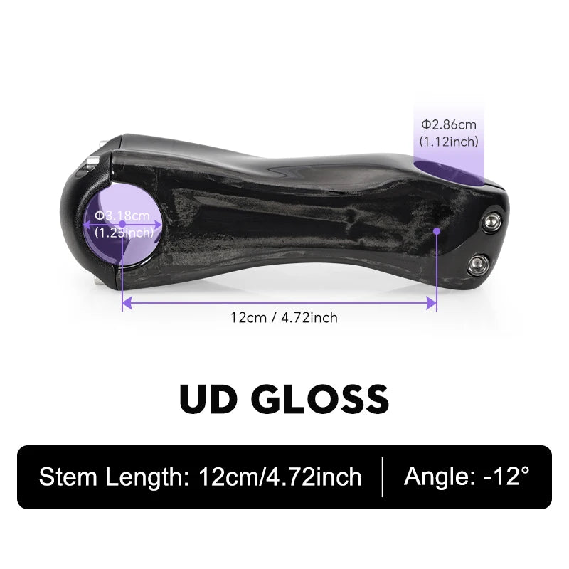 TOSEEK Carbon Stem12Degree Mountain Bike Stem 31.8mm Bicycle Handlebar Stems 70/80/90/100/110/120/130mm Black Gloss Bicycle Part