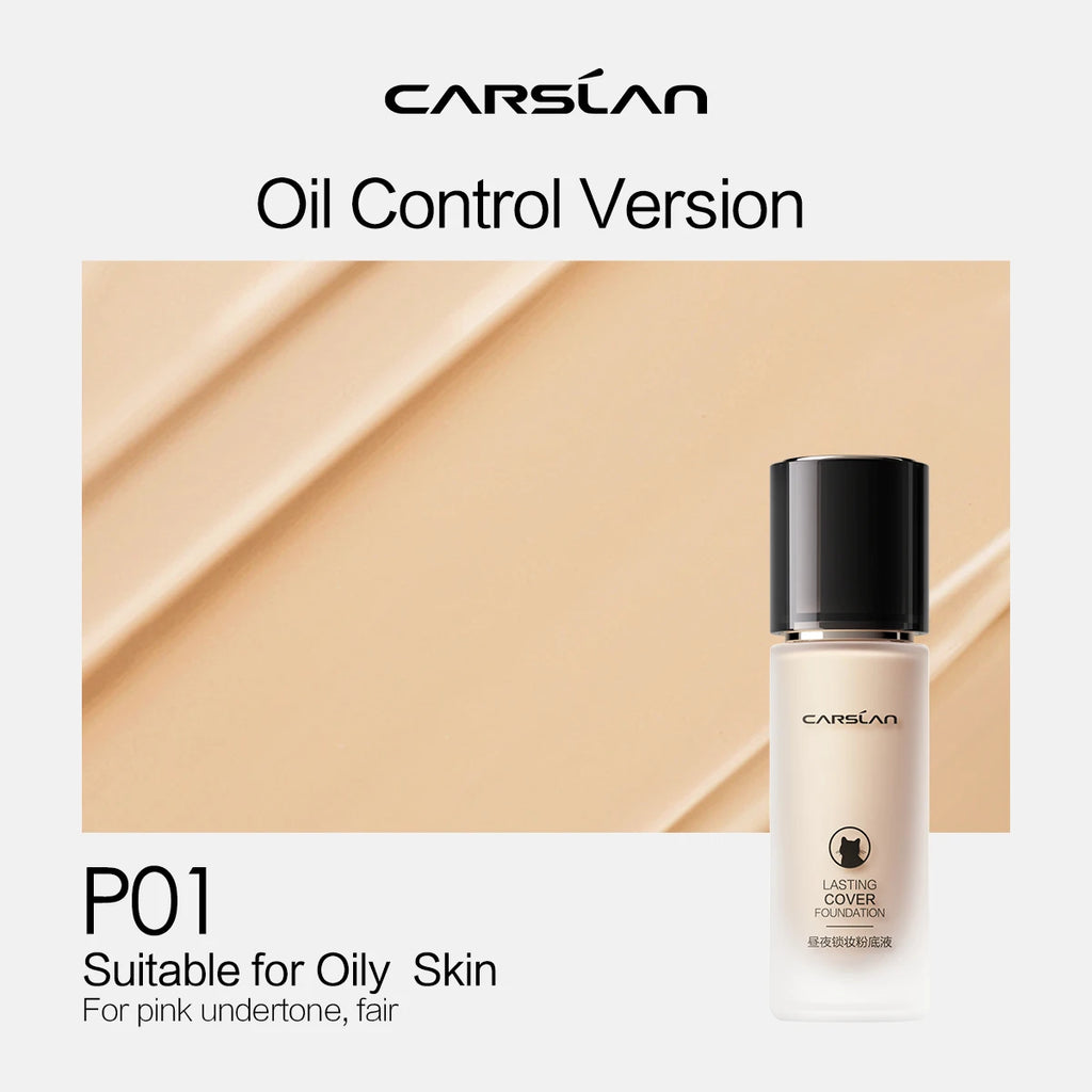 CARSLAN Liquid Foundation Matte Full Coverage Oil Control, Shade 3.0 N01/P01/P02, 23-45ml