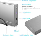RSHTECH Upgraded Hard Drive Enclosure Aluminum USB C to SATA External Hard Drive Dock Case for 3.5" HDD & SSD up to 22TB UASP