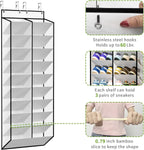 Over the Door Shoe Organizer Hanging Rack, 20 Pocket, Black/Grey/White, 1pc or 2pc