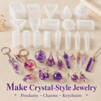 15pcs Silicone Resin Mold Set for Jewelry Making, Crystal Ring Holder Pendant Ornament