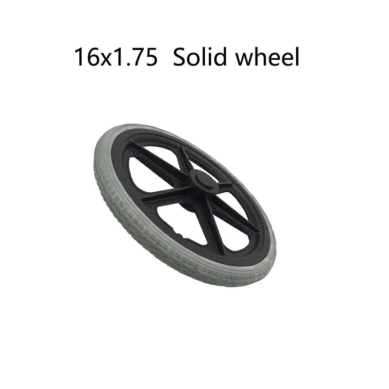16x1.75 Solid Wheelchair Rear Tire with Hub for 16 Inch Wheel, 1pc