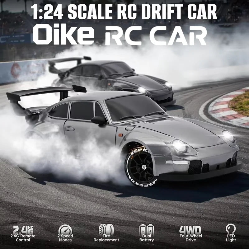 4WD RC Drift Car With LED Light 2.4G Radio 20KM/h High Speed Remote Control Racing Cars Vehicle Model Toy Gift for Boy Girl Kid