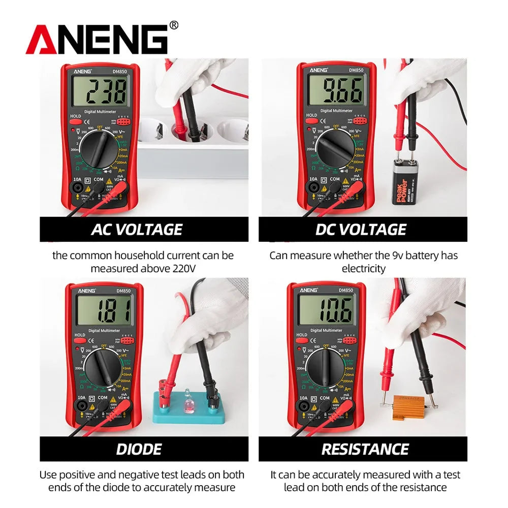 ANENG DM850 Digital Multimeter AC/DC Professional 1999 Votage Tester Ohm Automatic Counts Auto Current Ammeter Detector Tool