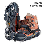 19-Spike Ice Cleats Shoe Traction Crampons Anti-Slip Snow Grippers Black/Orange S-XL