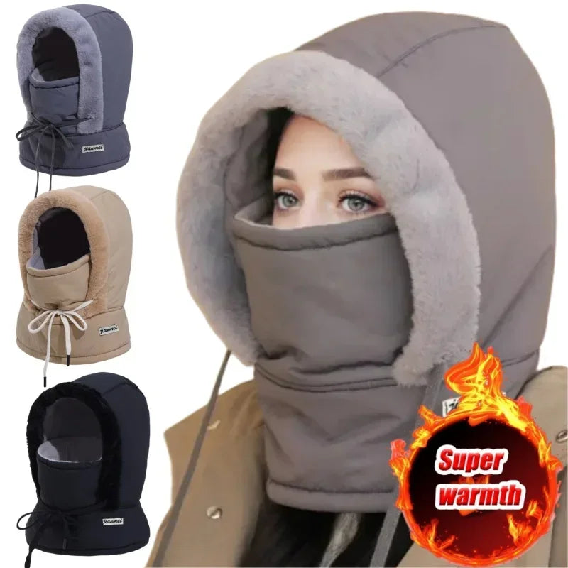 Cold Weather Thermal Balaclava Scarf Winter Windproof Hood Hat Plush Neck Warmer Ski Face Mask for Outdoor Activities