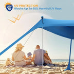 Camping Tent Outdoor Beach Awning UPF50+ Windproof All-in-One Beach Tent Portable Camping Picnic Outdoor Sun Protection Awning