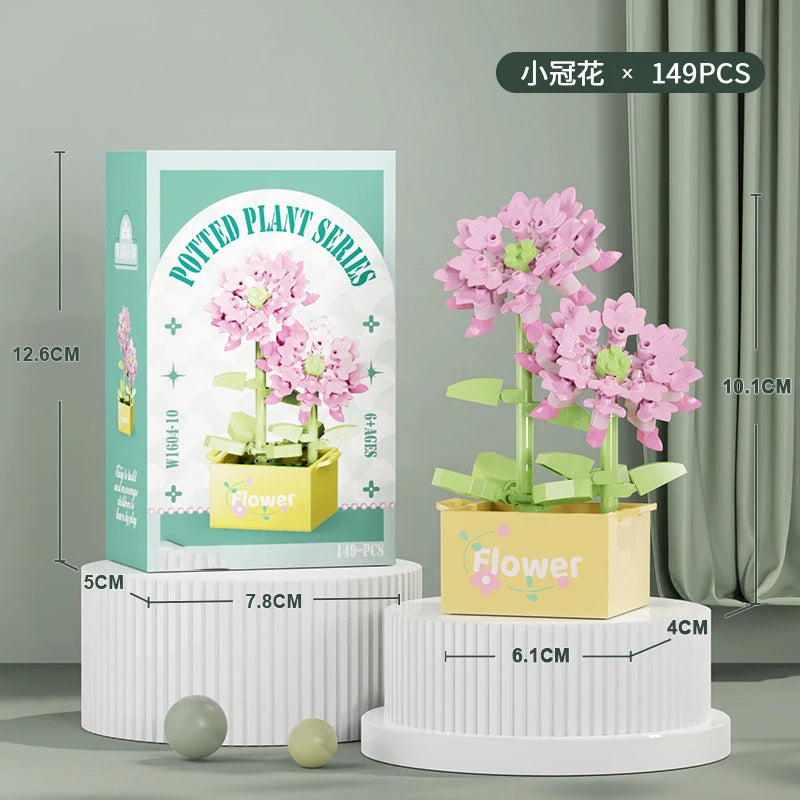 Flower Bouquet Mini Particle Building Blocks Flower Kit 3D DIY Creative Plants Micro Bricks for Home Decor Girl Gift Adults Kids