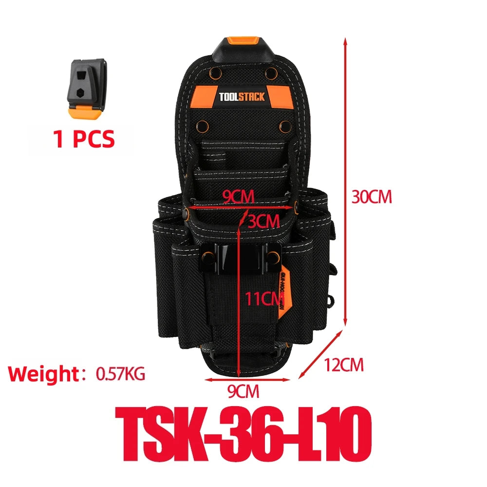 TOOLSTACK Technician's Pouch Multi-Pocket Durable Quick Hanging Waist Bag Screwdriver & Pliers Tool Organizer for Electrician