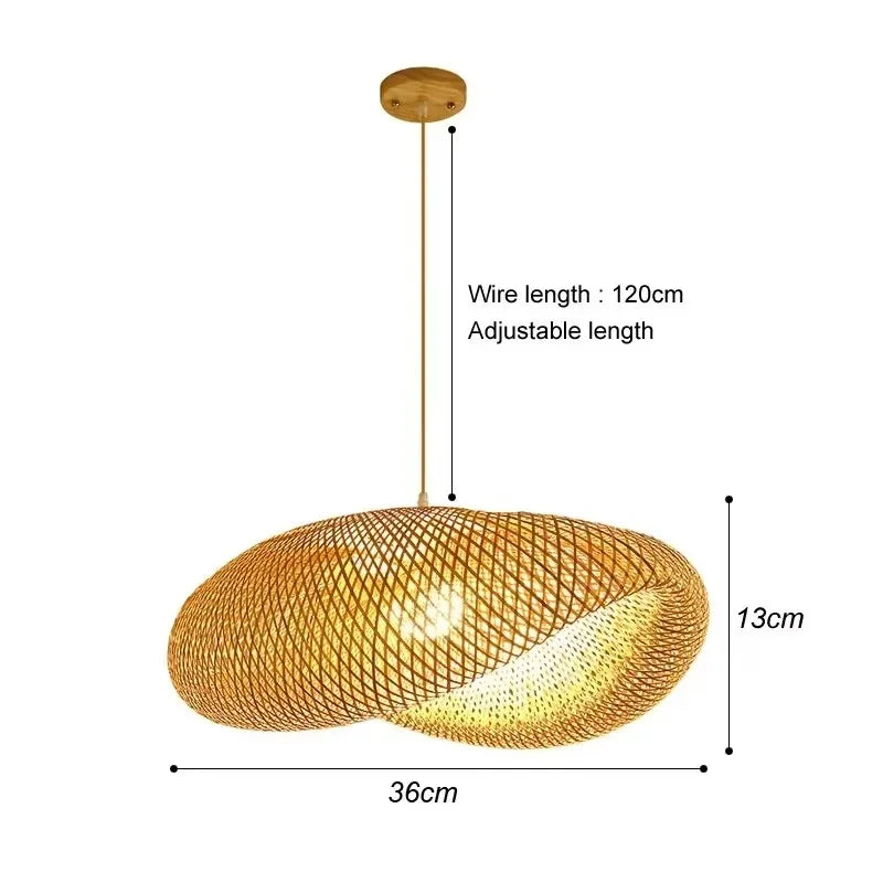 Newest Bamboo Pendant Lamps Ceiling Lights Rattan Wicker Lustre Hand Knit Braiding Suspended Home Dining Braided Decoration HOT