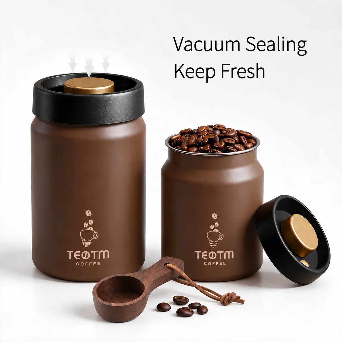 Vacuum Coffee Bean Storage Container Stainless Steel Airtight Canister Light-proof Tea Spice Food Storage Jar Kitchen Tool