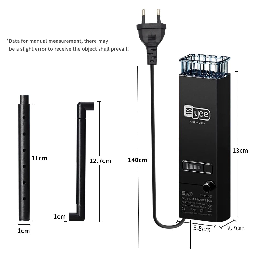 Fish Tank Oil Film Processor 3W Fish Tank Oil Removal Film 220V EU Plug 3cm Lift Floating Platform