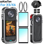Aluminum Protective Case For Insta360 X5 Camera Frame Rabbit Cage With Silicone Lens Cover Cold Shoe For Insta 360 X5 Accessory