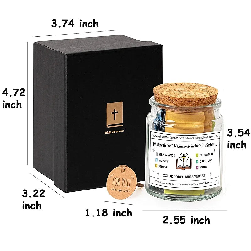 Bible Verse Jar in Glass Jar, Spanish/English Scripture Notes, 1pc, Optional Gift Box