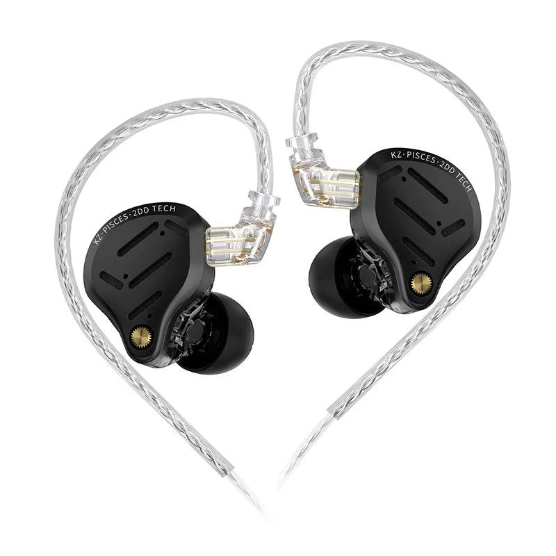 KZ Pisces Dual Dynamic Driver In-Ear Earphones with Tuning Switch, 3.5mm/USB-C, Mic Options