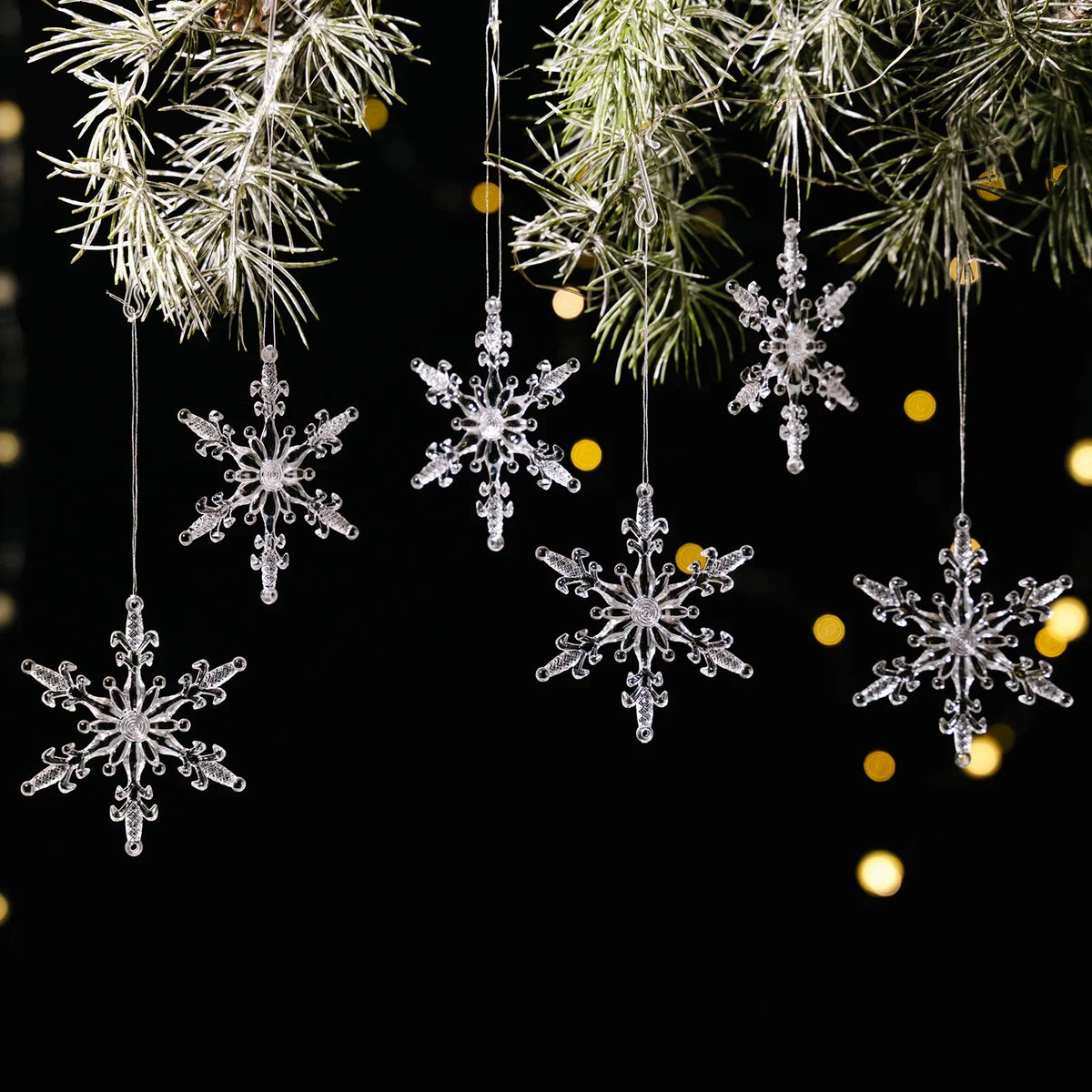 Transparent Acrylic Icicle Christmas Ornaments Xmas Tree Hanging Pendant Crystal Twisted Icicle Snowflake Home Party Decoration